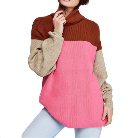Free People Colorblock Turtleneck Sweater - Picture 3 of 11